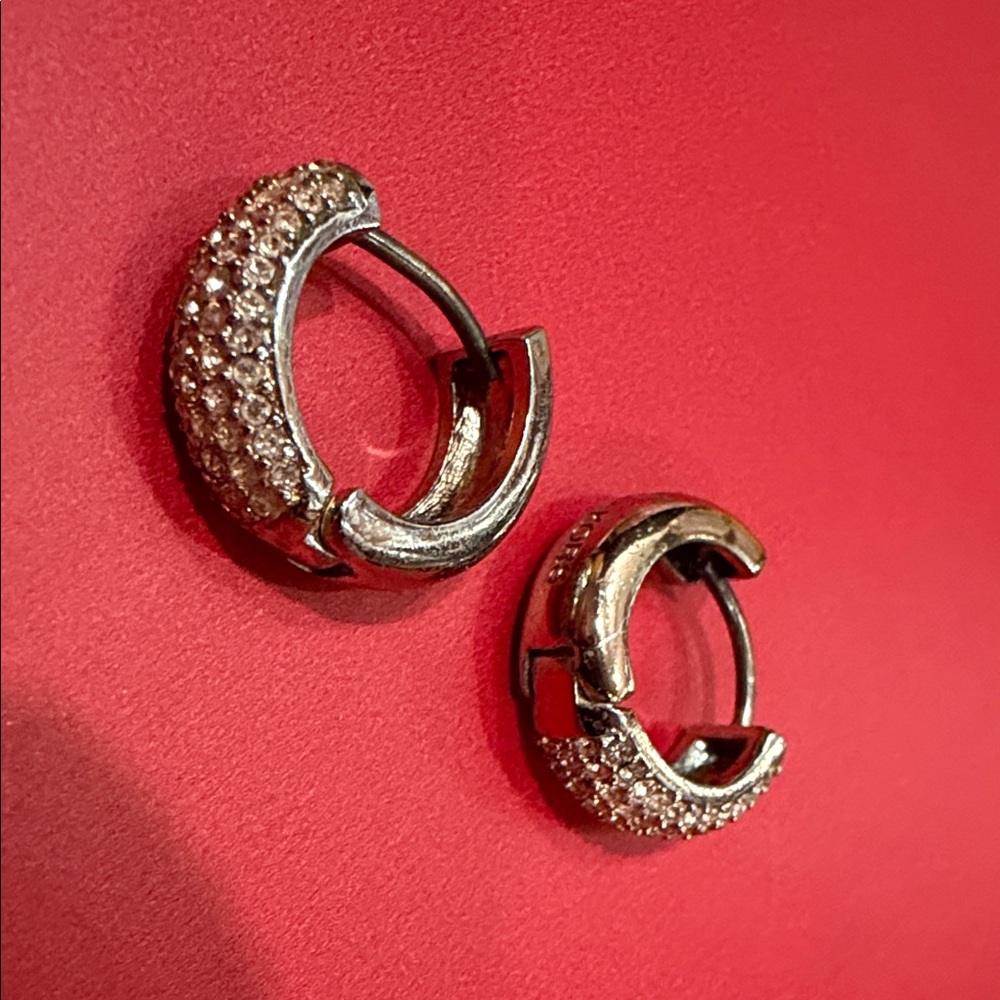 Michael Kors Silver Crystal Hoop Earrings
